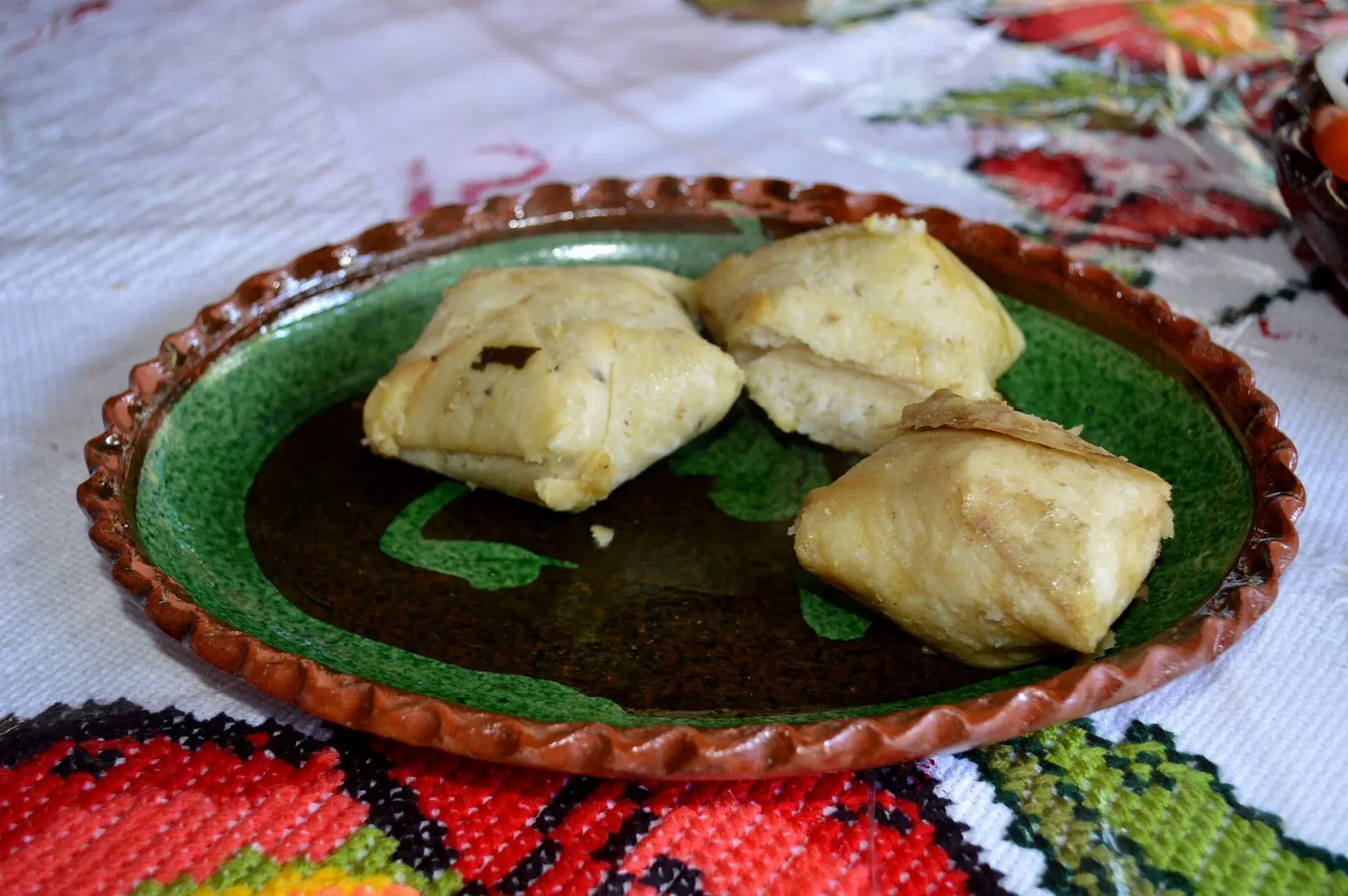 Triangular corundas, tamales wrapped in long corn leaves, Tlalpujahua, Michoacán