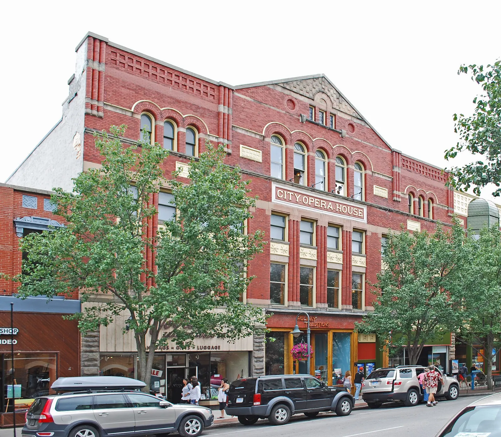The Victorian brick towers of Building 50 at the Grand Traverse Commons, Traverse City, Michigan