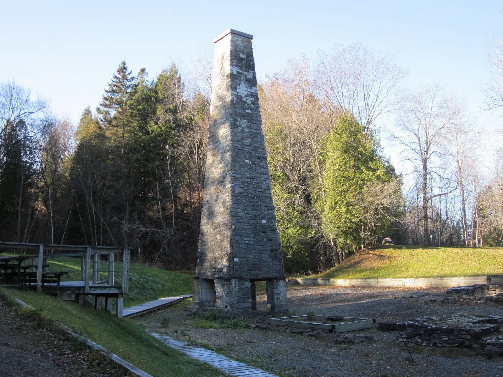 Ruins and buildings at the Forges du Saint-Maurice site, Trois-Rivières, Quebec