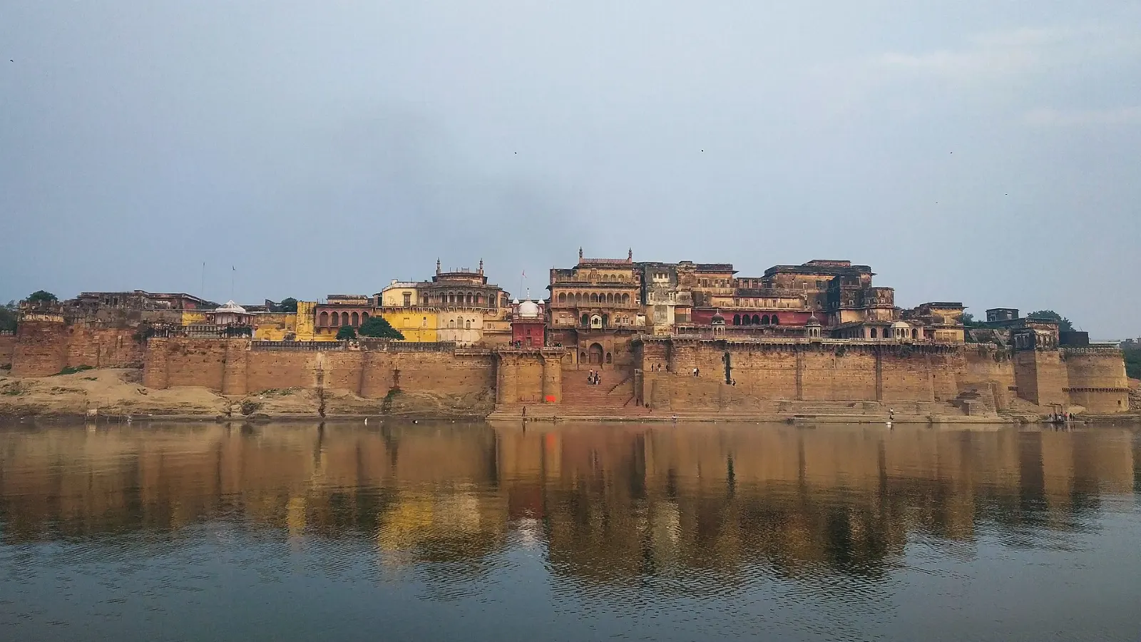 Sandstone walls of Ramnagar Fort on the east bank of the Ganges, Varanasi, India