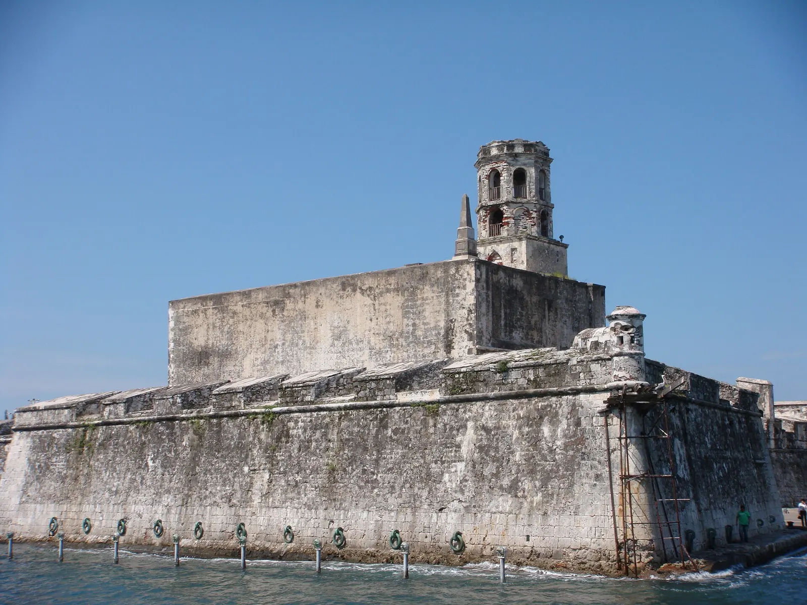 Stone walls of the San Juan de Ulúa fortress near Veracruz harbor
