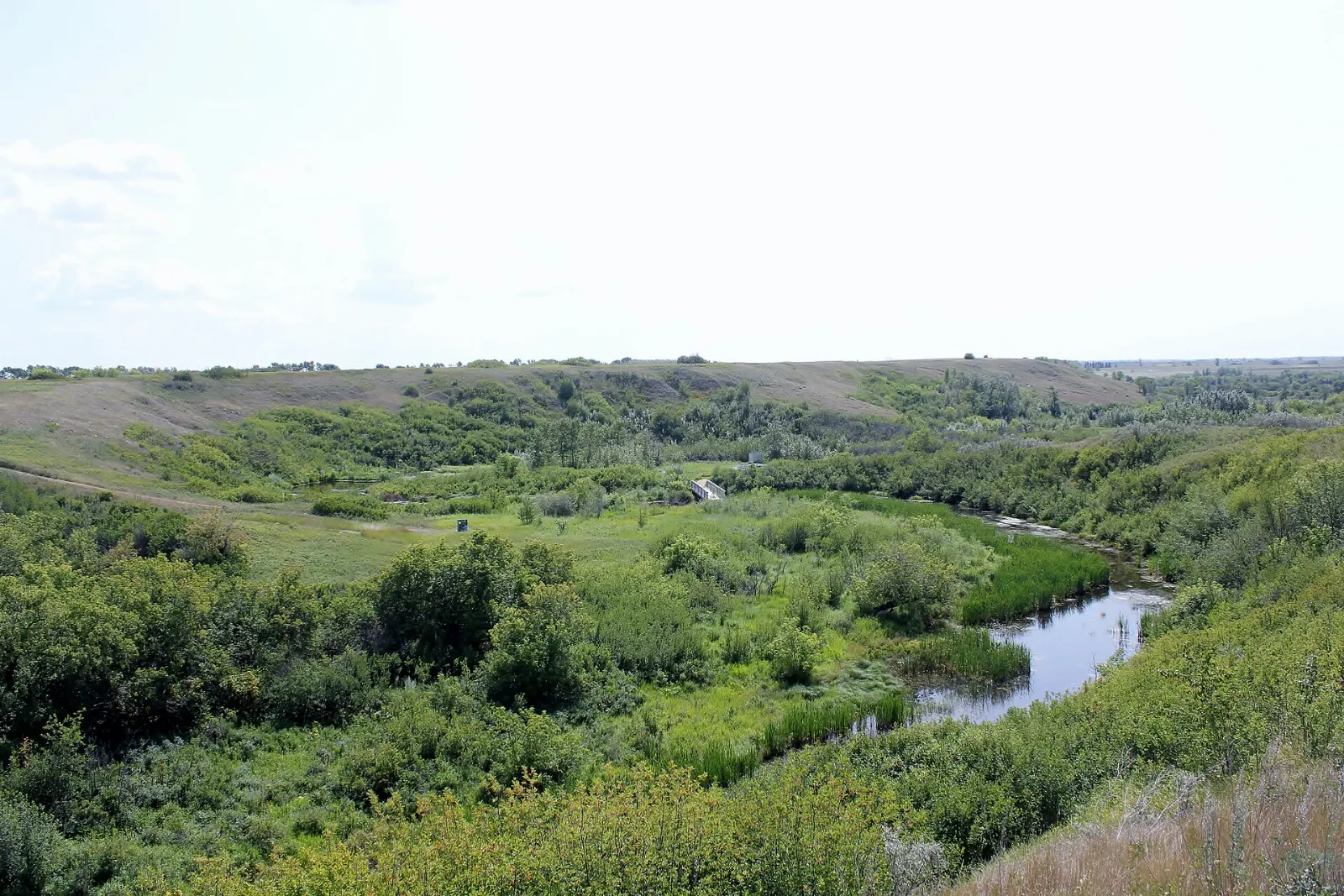 Opimihaw Creek valley with wetlands and grasses, Wanuskewin Heritage Park, Saskatchewan