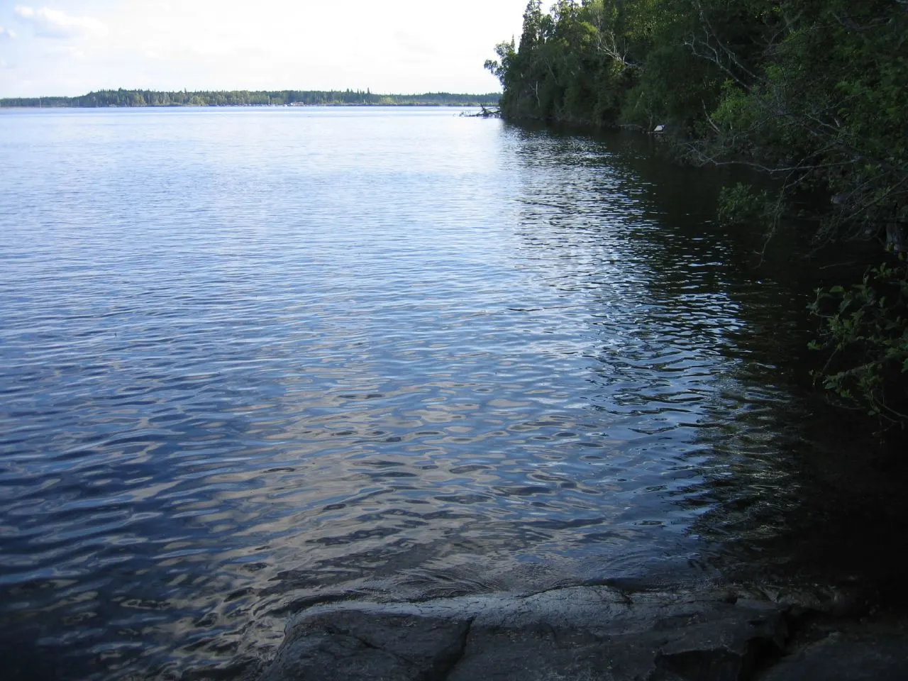 The beach and water at Falcon Lake in Whiteshell Provincial Park, Manitoba