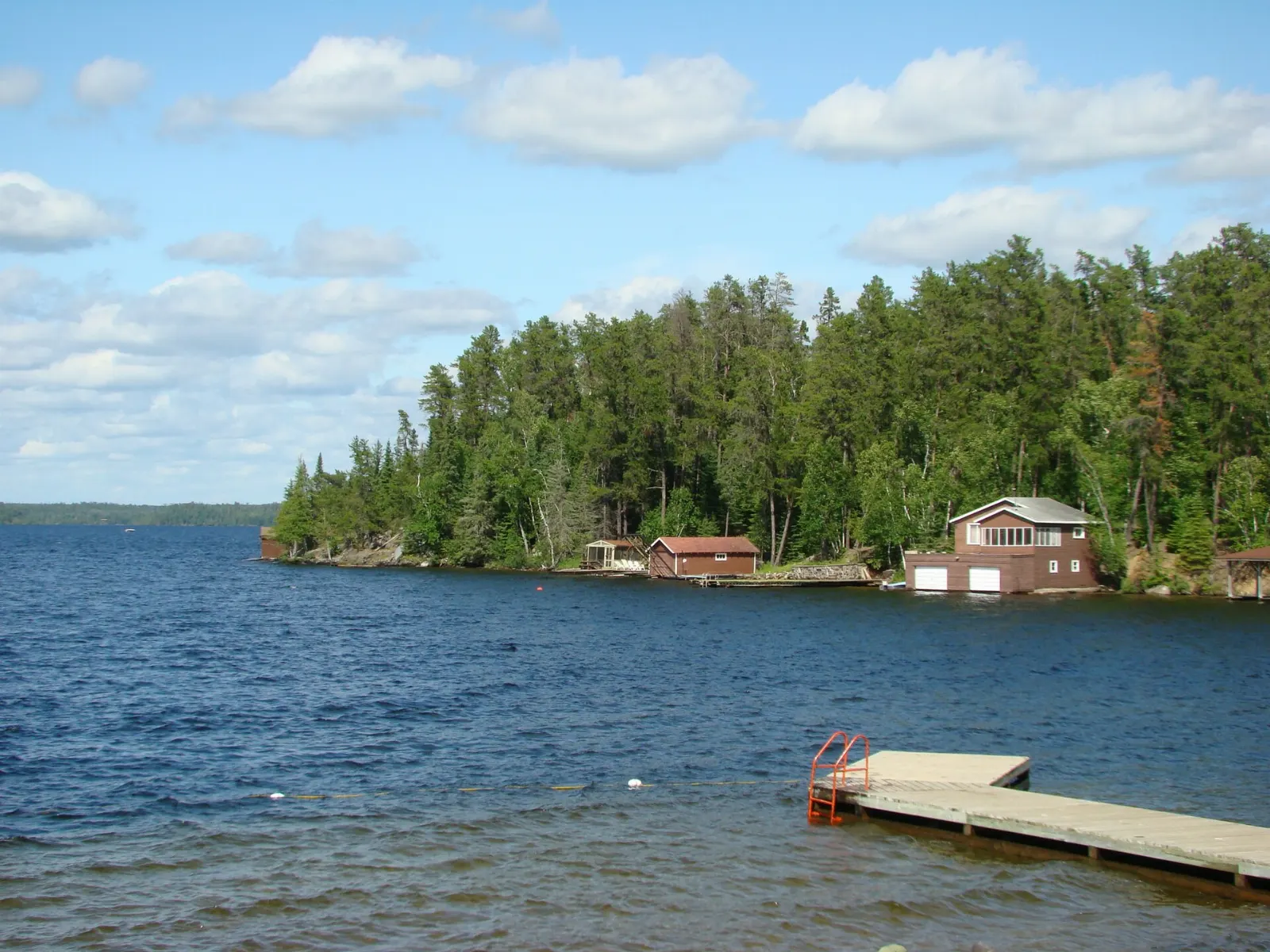 Round West Hawk Lake surrounded by granite and forest, Whiteshell Provincial Park, Manitoba