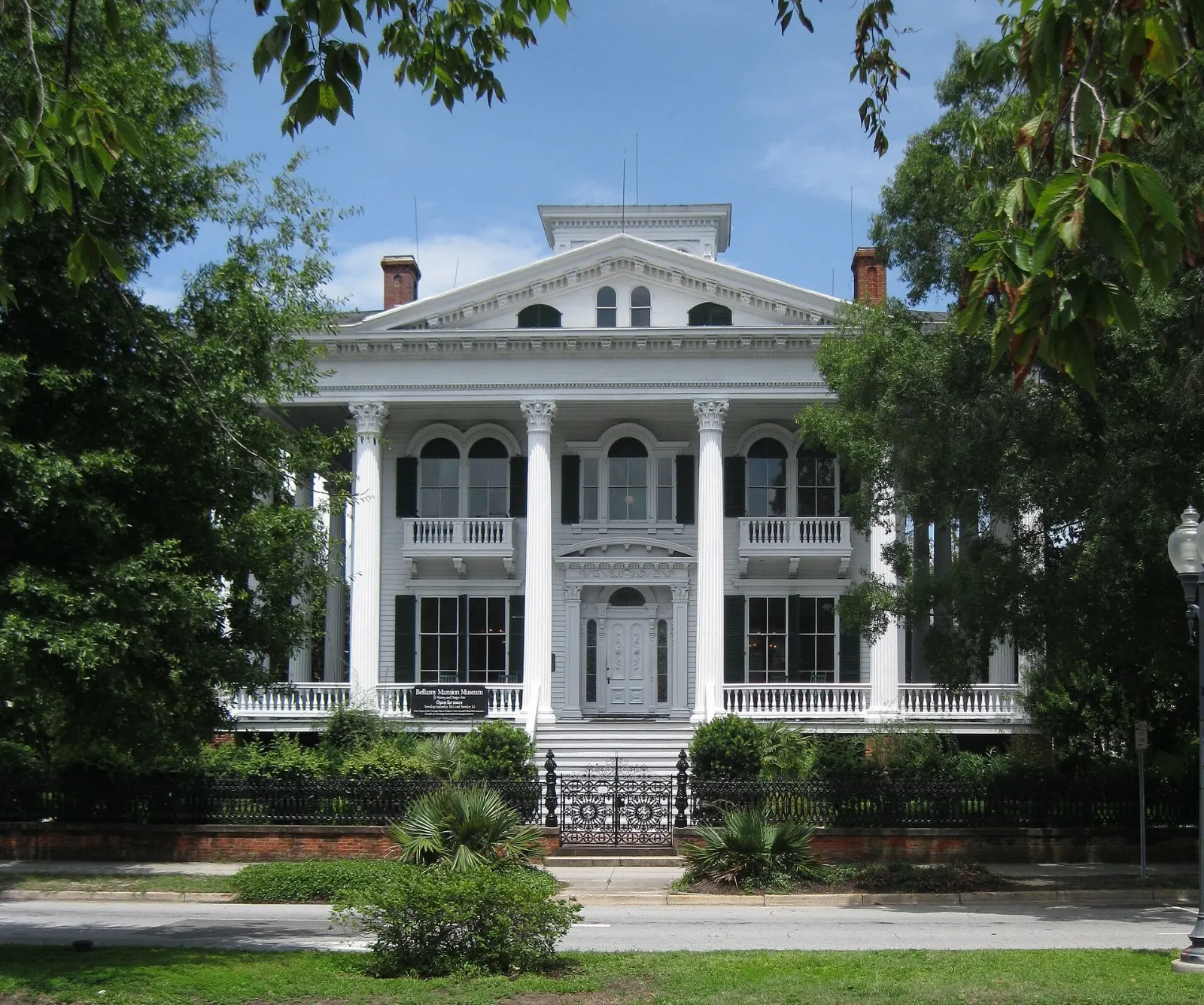 White columned antebellum Bellamy Mansion on Market Street, Wilmington, North Carolina