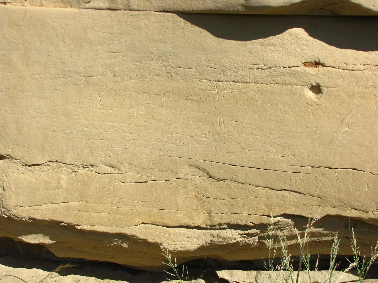 Rock art panel known as the Battle Scene, Writing-on-Stone Provincial Park, Alberta