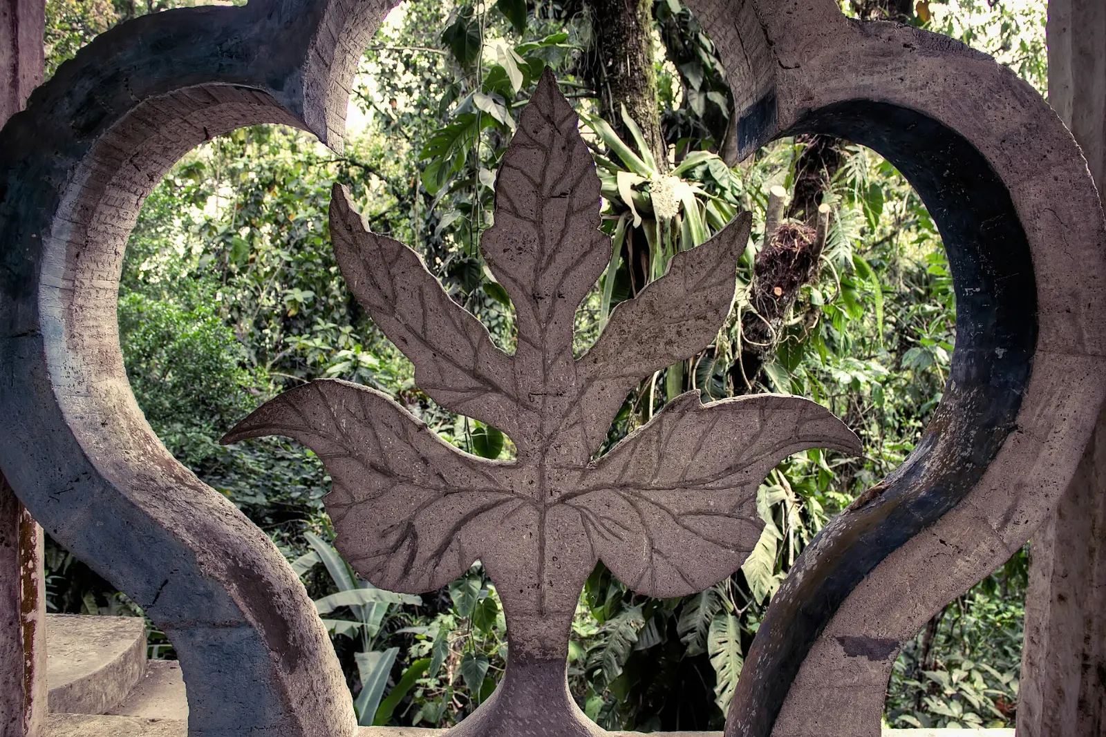 Concrete sculptures and stairways at Las Pozas, Xilitla, San Luis Potosí