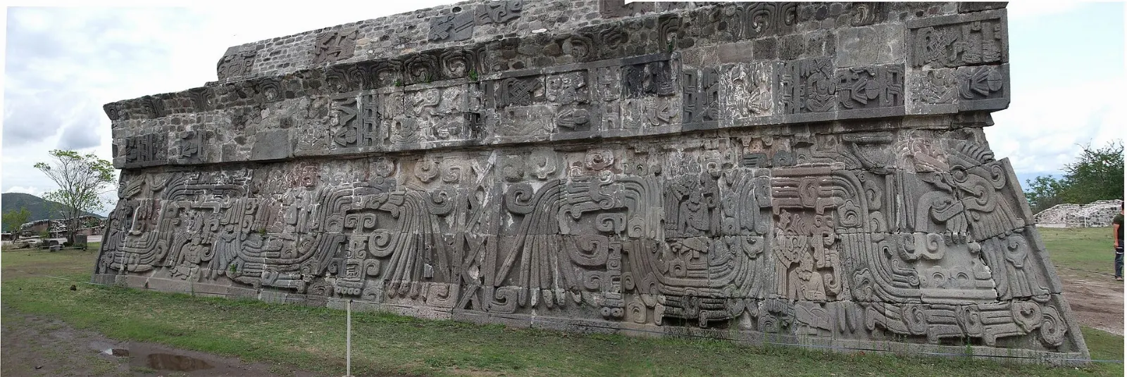 Carved reliefs on the Temple of the Feathered Serpent at Xochicalco, Morelos