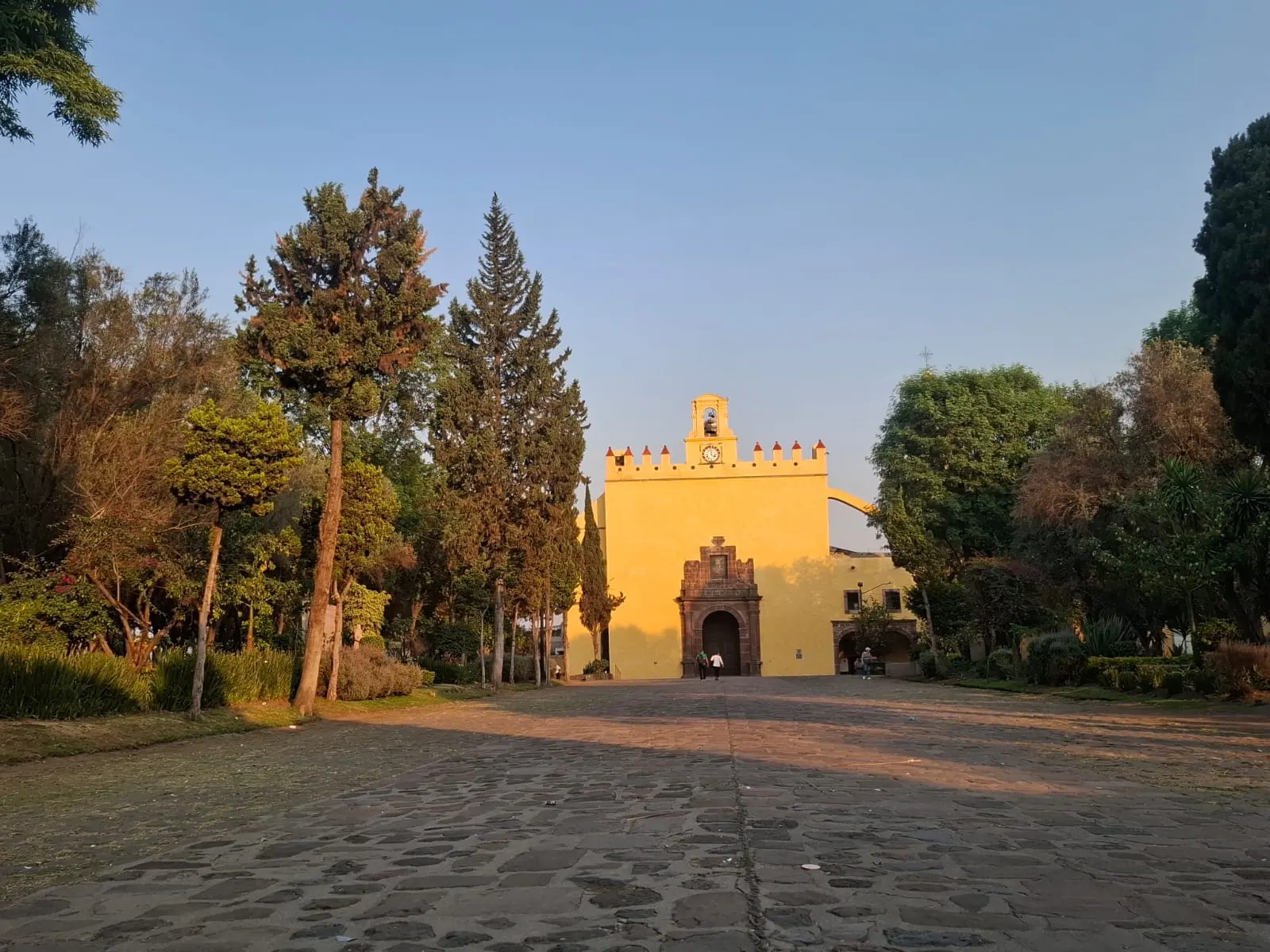 Facade of the San Bernardino de Siena church in Xochimilco, Mexico City