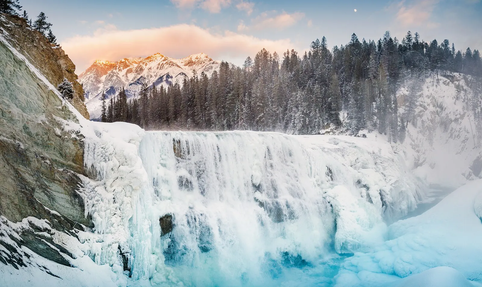 Wide Wapta Falls dropping into the Kicking Horse River, Yoho National Park, British Columbia