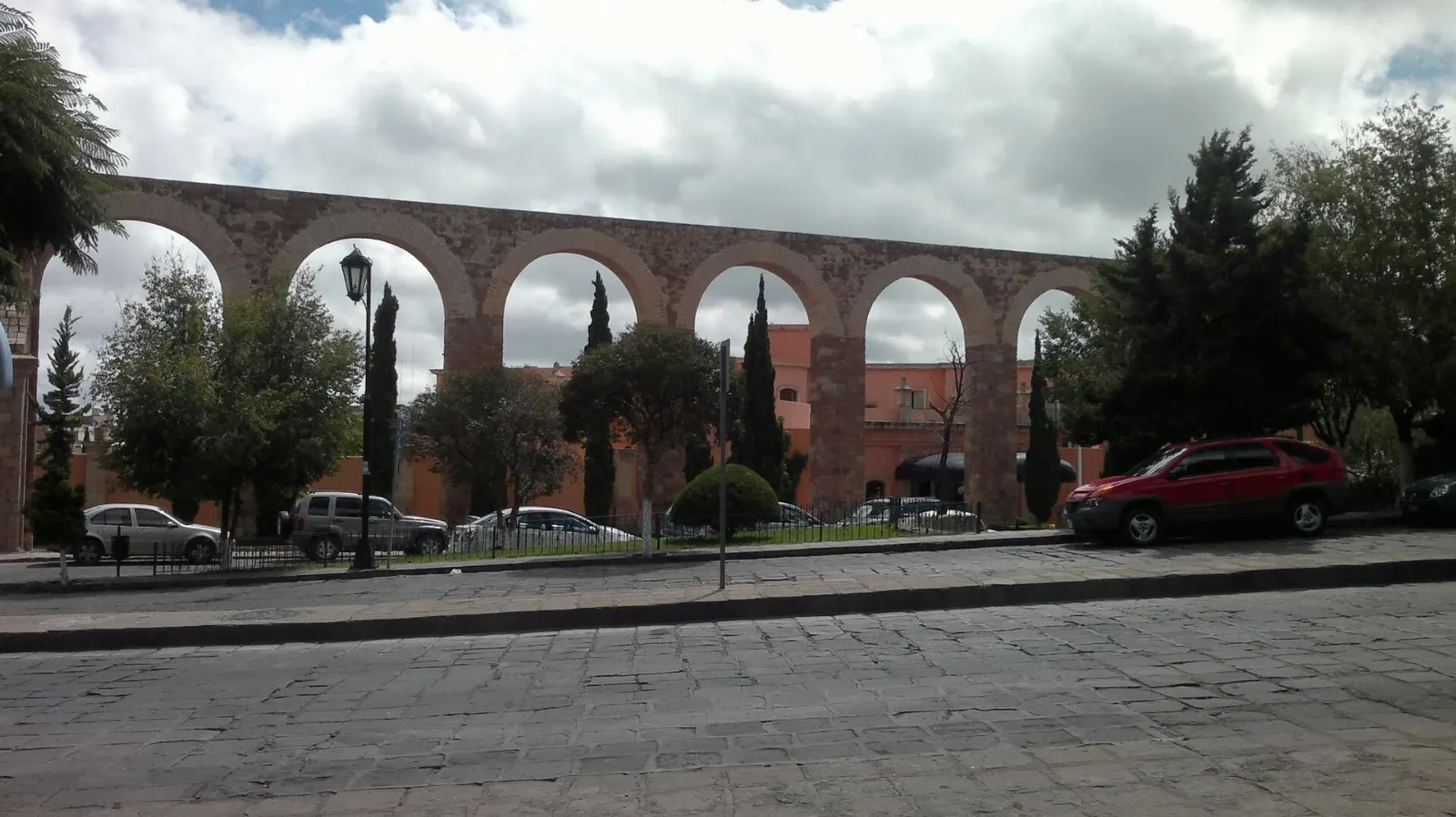 Stone arches of the El Cubo aqueduct in Zacatecas