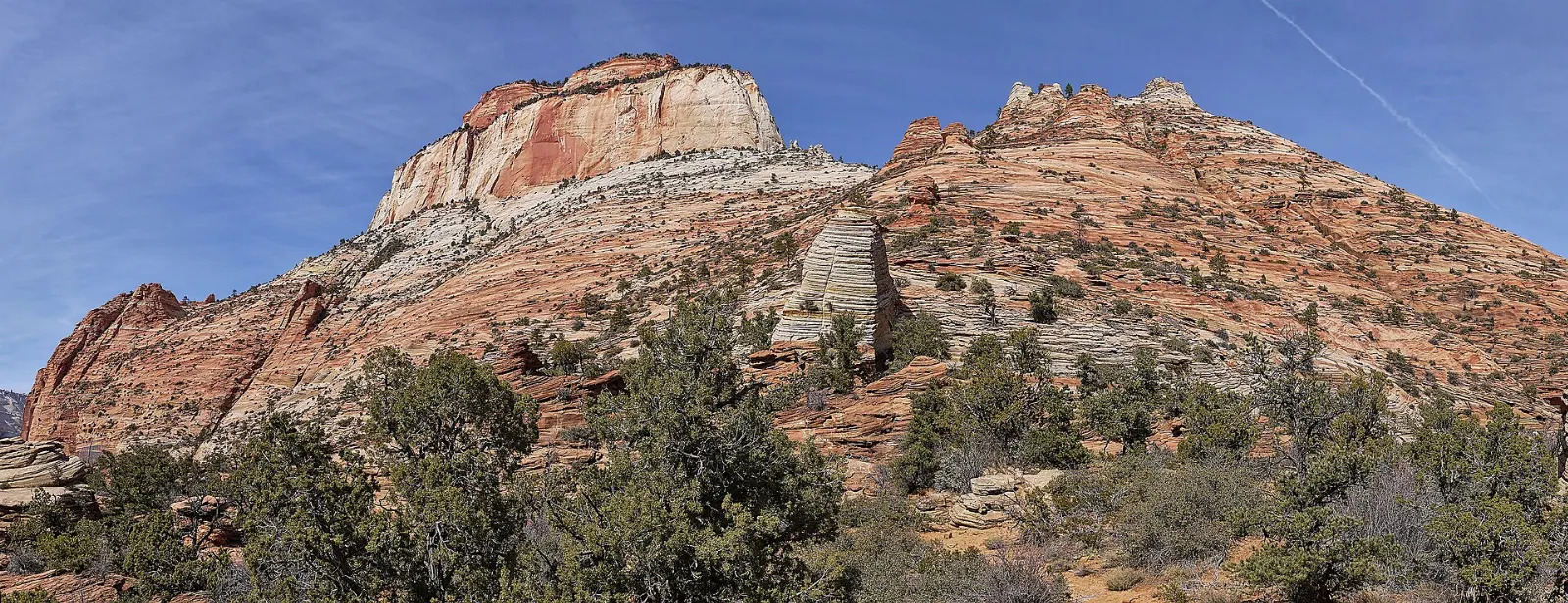 View from Canyon Overlook down into lower Zion Canyon and Pine Creek, Zion National Park, Utah