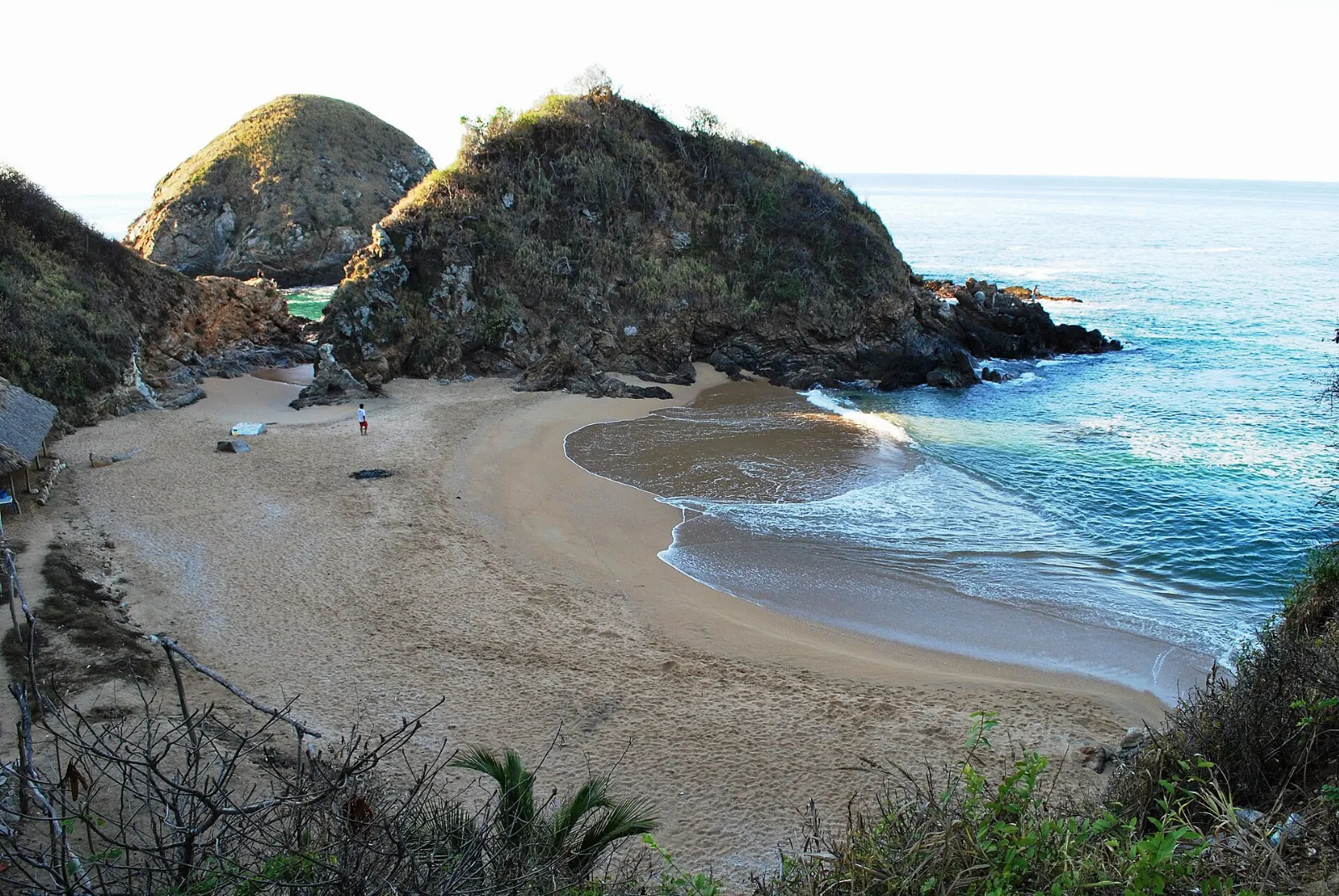 Small cove of Playa del Amor at the eastern end of Zipolite, Oaxaca