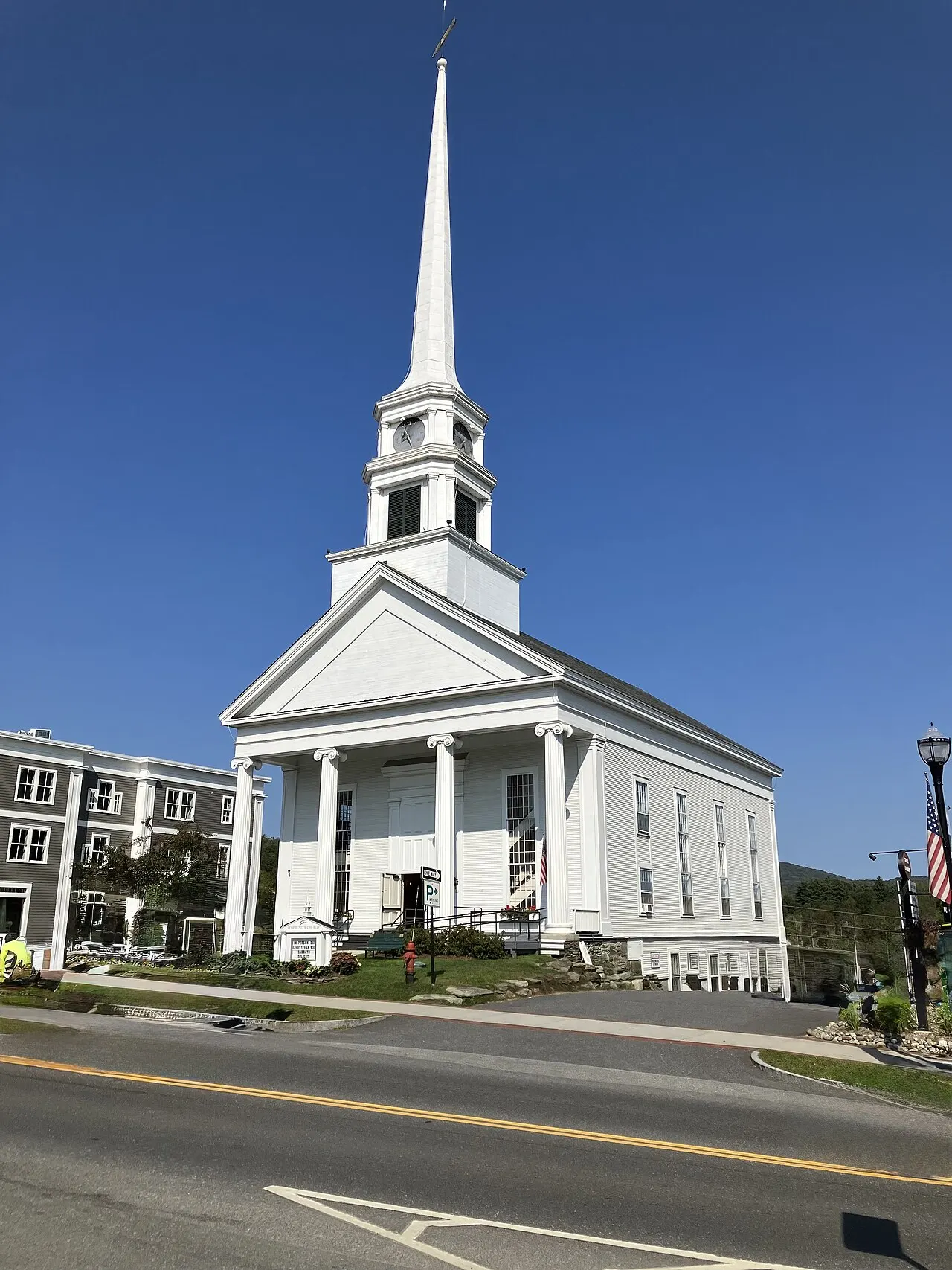 Stowe village and Community Church, Stowe, Vermont, United States