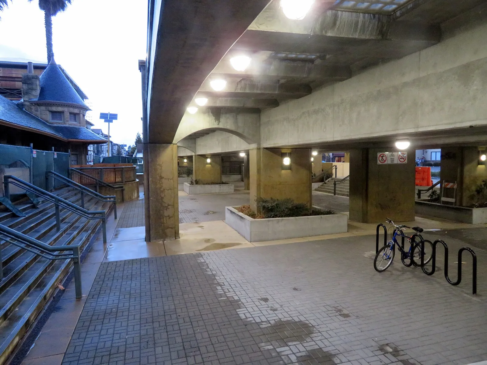 Plaza under San Carlos station, November 2018, San Carlos, California, United States