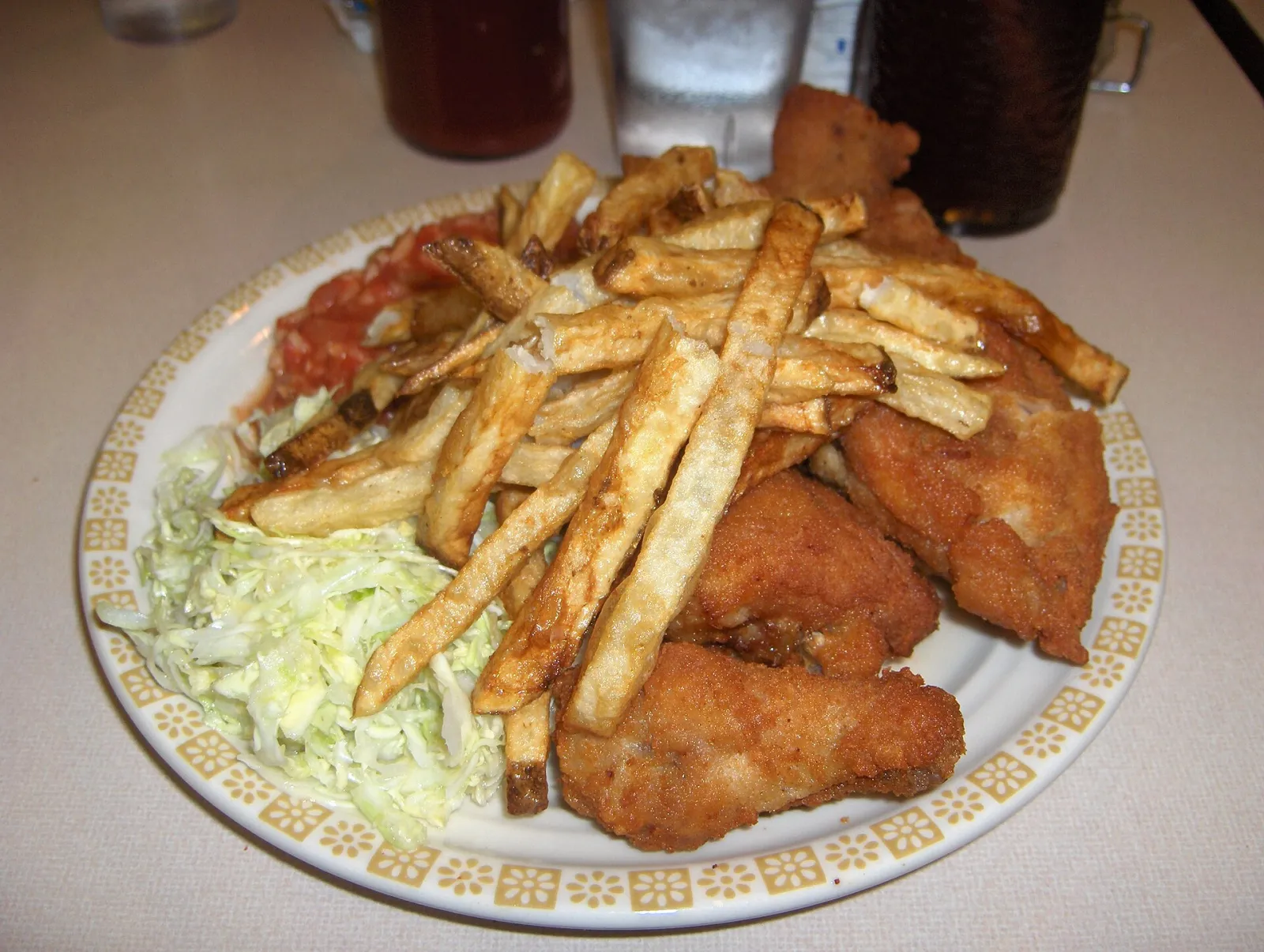 Fried chicken dinner, Milich's Village Inn, Barberton, Ohio, United States