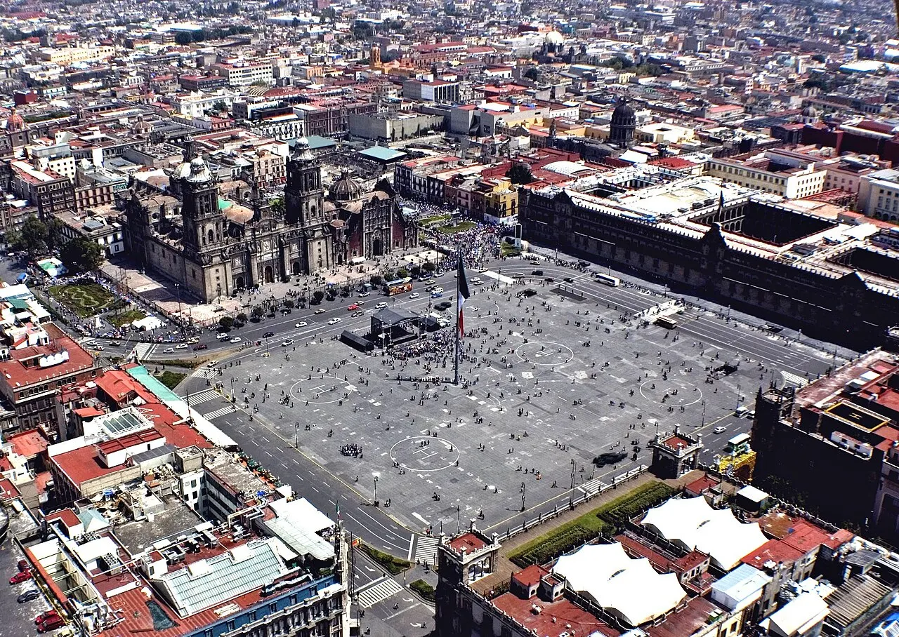 The Zócalo, Metropolitan Cathedral and National Palace, Mexico City, Mexico