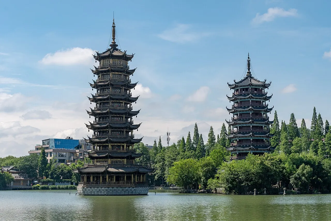 Sun and Moon Pagodas, Guilin, Guangxi, China