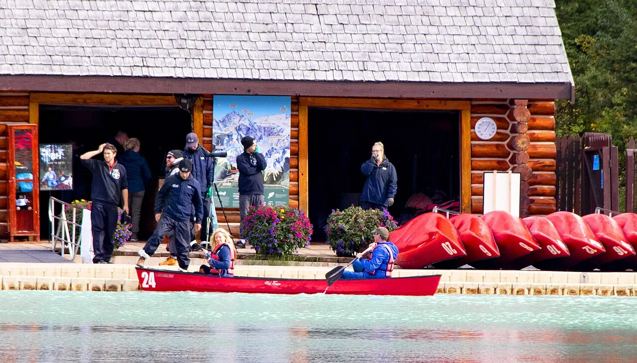 Lake Louise Boathouse canoeing, Lake Louise, Alberta, Canada