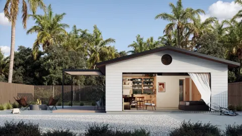 Single-story ADU design with an indoor-outdoor patio in Los Angeles, CA