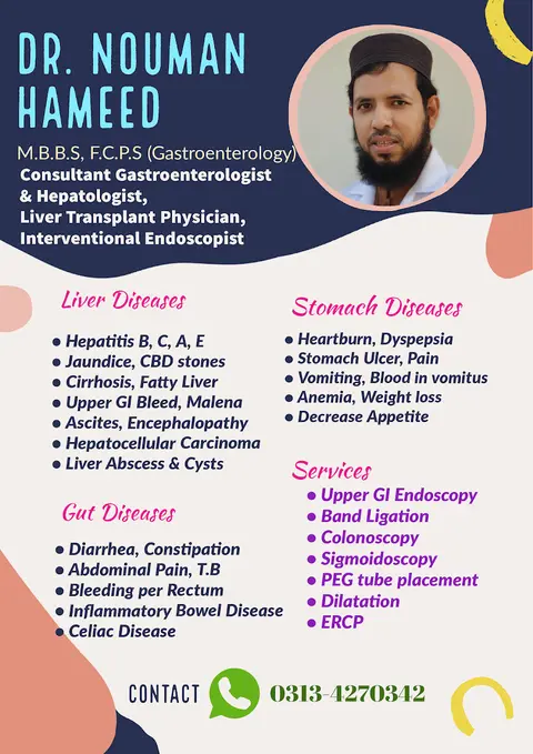 Dr. Nouman Hameed | M.B.B.S., F.C.P.S. (Gasto)| Best Gastroenterologist in Lahore | Endoscopy, Colonoscopy, ERCP Specialist in Lahore, Punjab