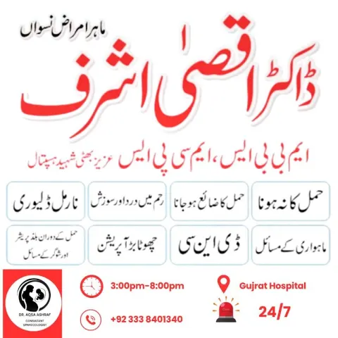 Dr Aqsa Ashraf Consultant Gynaecologist in Gujrat, Punjab
