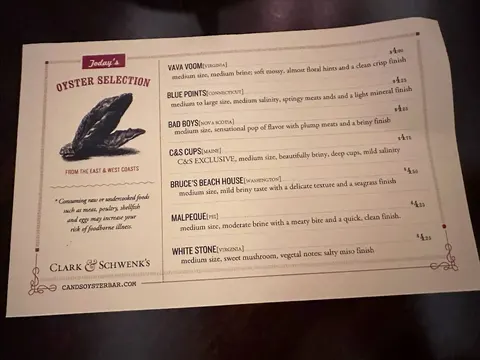 Menu at C&S Seafood & Oyster Bar, Sandy Springs, Sandy Springs, GA