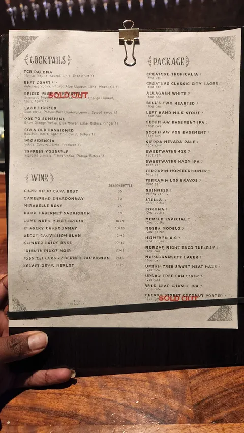Menu at Chapter Room, Sandy Springs, GA