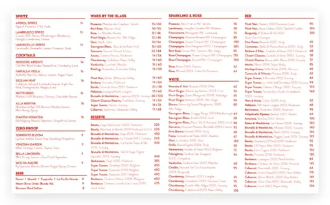 Menu at Tre Vele, Sandy Springs, GA