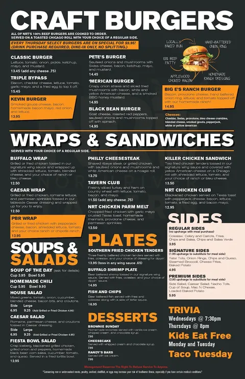 Menu at North River Tavern, Sandy Springs, GA