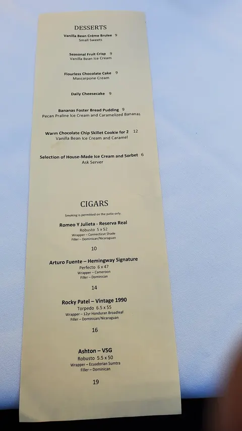 Menu at Kaiser's Chophouse, Sandy Springs, GA