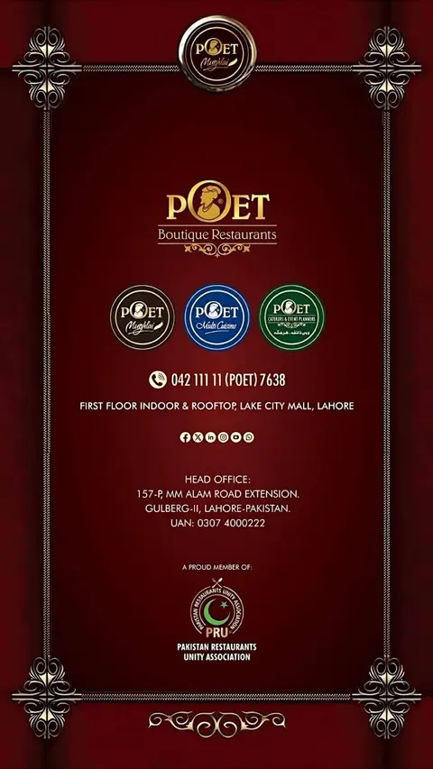 Poet Rooftop Garden - Best Restaurant in Lahore | Fine Dining | Mughlai Buffet in Lahore, Punjab